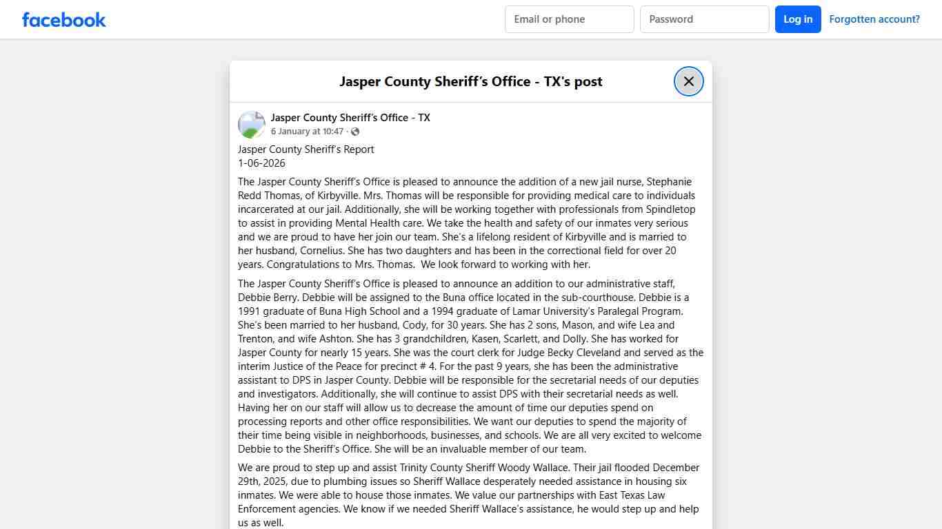Jasper County... - Jasper County Sheriff’s Office - TX | Facebook